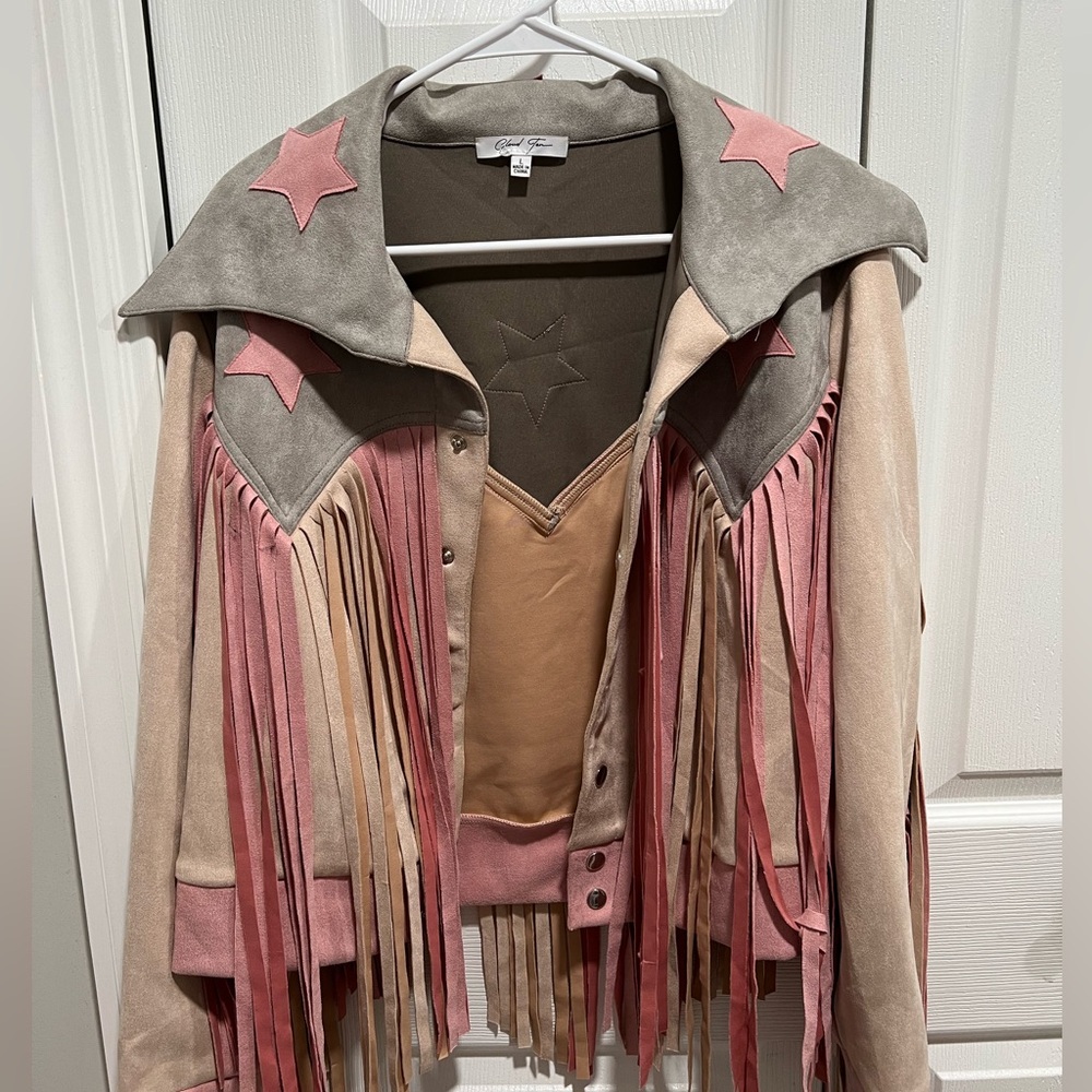 Pink fringe jacket